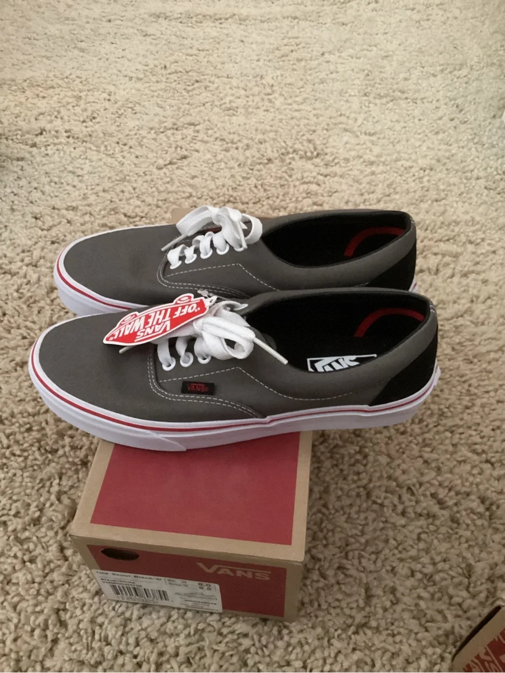 Vans Men’s Authentic Canvas Sneakers - Gray with White Trim - Picture 3 of 3